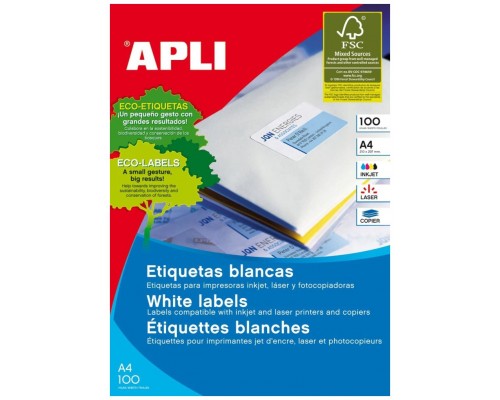 CAJA 100 HOJAS ETIQUETA BLANCA ILC 70X42.4 1276 APLI (Espera 4 dias)