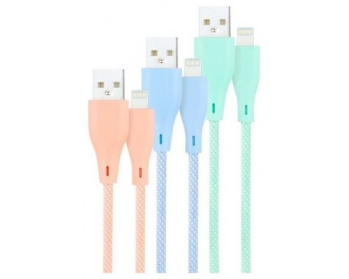Lightning - USB A, USB 2.0, 1 m, Rosa, Azul, Verde