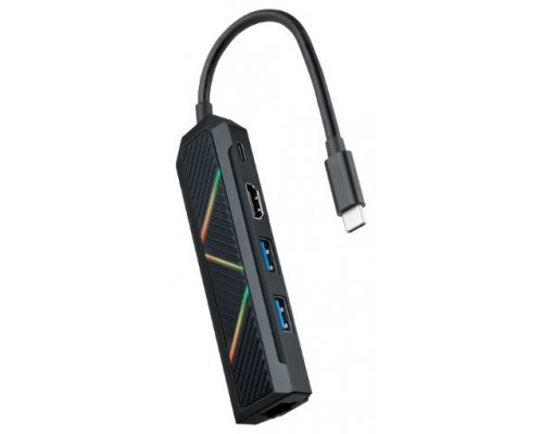 HUB USB-C NANOCABLE 2xUSB-A+USB-C CARGA+HDMI+RJ45