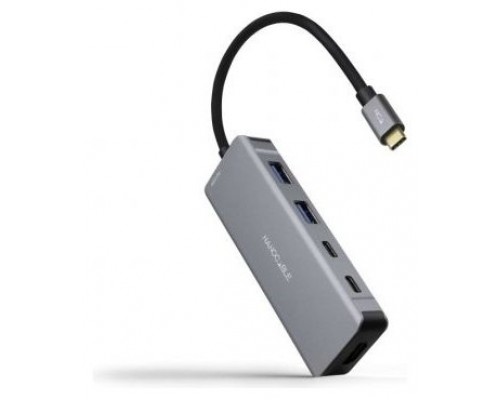 HUB USB-C 2xUSB-A+2xUSB-C+HDMI+USB-C PD 100W GRIS 