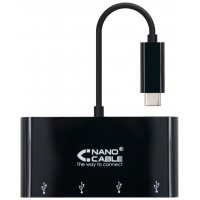 ADAPTADOR USB-C A 4XUSB 3.0 USB-C/M-USB 3.0/H, NEGRO 20CM (Espera 4 dias)
