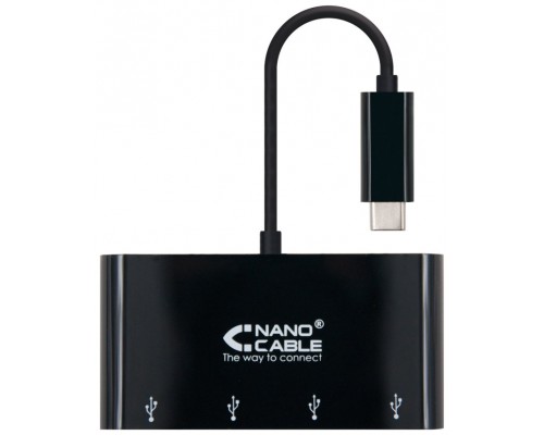 ADAPTADOR USB-C A 4XUSB 3. USB-CM-USB 3H NEGRO 10 CM