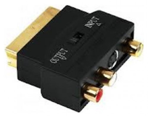 ADAPTADOR EUROCONECTOR RCA/SVIDEO SCART/M-3xRCA/H+SVIDEO/H CON SWITCH NANOCABLE (Espera 4 dias)