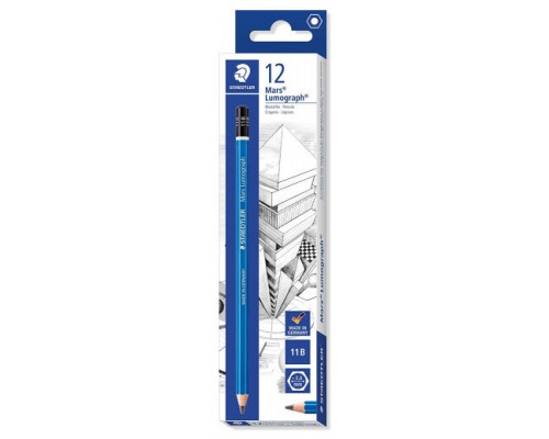 LAPIZ GRAFITO MARS LUMOGRAPH 100, GRAD. 11B STAEDTLER 100-11B (MIN12) (Espera 4 dias)