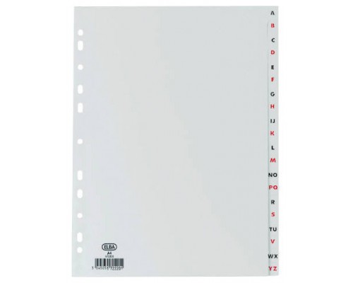 ÍNDICES ALFABÉTICOS PLÁSTICO FOLIO A-Z 20 POSICIONES COLOR GRIS ELBA 100210404 (Espera 4 dias)