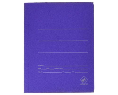 CARPETA CARTON AZUL 500 GR./M2. CUARTO GOMA SENCILLA MARIOLA 1040 (MIN25) (Espera 4 dias)