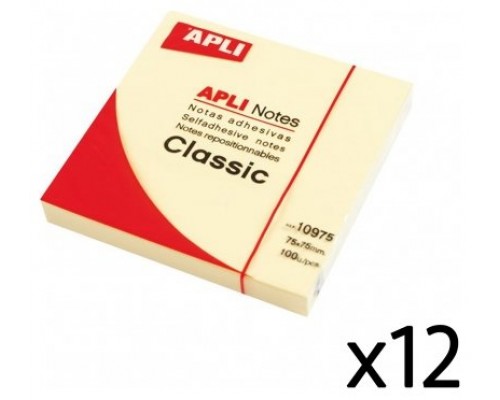 NOTAS ADHESIVAS APLI 75X75 PACK12 AMA