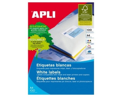 CAJA 100 HOJAS ETIQUETA BLANCA ILC 105X74 1279 APLI (Espera 4 dias)