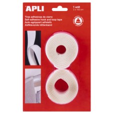 BLISTER 2 CINTAS TIPO VELCRO ADHESIVAS COLOR BLANCO 20 MM X 1 M APLI 13657 (Espera 4 dias)