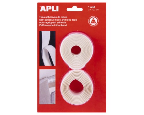 BLISTER 2 CINTAS TIPO VELCRO ADHESIVAS COLOR BLANCO 20 MM X 1 M APLI 13657 (Espera 4 dias)