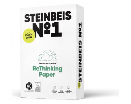 PAQUETE 500H PAPEL RECICLADO 80GR A4 CLASSIC WHITE Nº1 ISO70 STEINBEIS 141688 (MIN5) (Espera 4 dias)