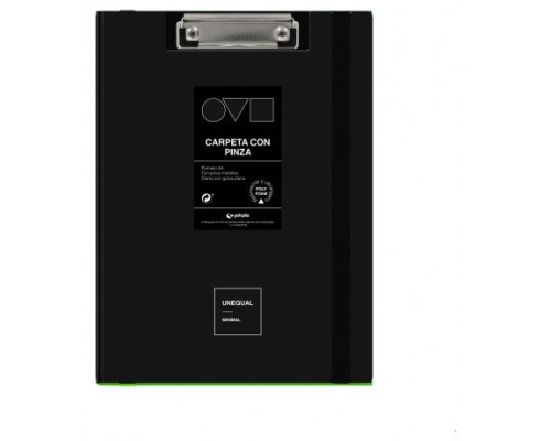 CARPETA A4 TAPA POLYFOAM CON PINZA SUPERIOR UNEQUAL MINIMAL NEGRO GRAFOPLAS 1550910 (Espera 4 dias)