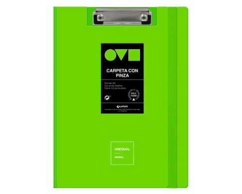 CARPETA A4 TAPA POLYFOAM CON PINZA SUPERIOR UNEQUAL MINIMAL VERDE GRAFOPLAS 1550921 (Espera 4 dias)