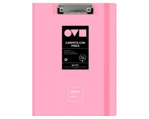 CARPETA A4 TAPA POLYFOAM CON PINZA SUPERIOR UNEQUAL MINIMAL ROSA GRAFOPLAS 1550953 (Espera 4 dias)