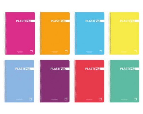 CUADERNO PLASTIPAC 90 GRS. TAPA POLIPROPILENO 4º 80 HOJAS 5X5 CON MARGEN SURTIDO PACSA 15564 (MIN5) (Espera 4 dias)