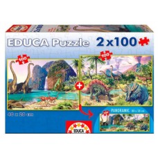 PUZZLE 2x100 DINO WORLD DE 6-8 AÑOS EDUCA BORRAS 15620 (Espera 4 dias)