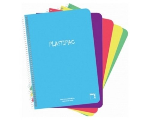 CUADERNO SERIE PLASTIPAC 90 GRS. TAPA POLIPROPILENO FOLIO (215X310MM.) 80 HOJAS HORIZONTAL CON MARGEN 8 COLORES SURTIDOS PACSA 16407 (MIN5) (Espera 4 dias)