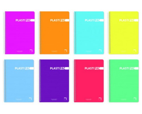 CUADERNO SERIE PLASTIPAC BOLSILLO TAPA POLIPROPILENO 90 GRS. A-6 80 HOJAS CUADRÍCULA 5X5 SURTIDO PACSA 16410 (MIN5) (Espera 4 dias)