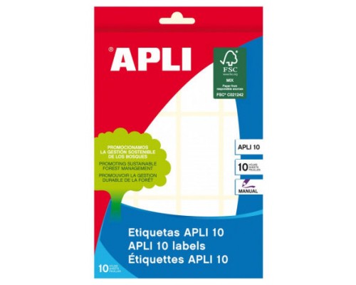 PACK 10 HOJAS (120 UDS) ETIQUETAS BLANCAS 26X54 APLI 1647 (Espera 4 dias)