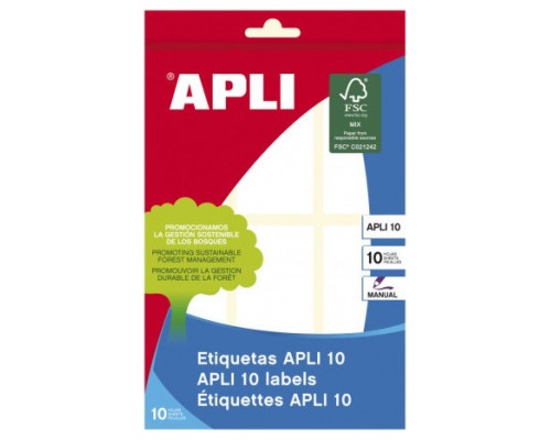 PACK 10 HOJAS (60 UDS) ETIQUETAS BLANCAS 34X67 APLI 1651 (Espera 4 dias)