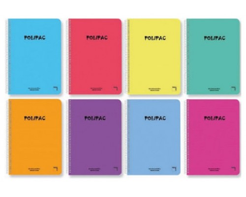 CUADERNO SERIE POLIPAC TAPA POLIPROPILENO FOLIO (215X310MM.) 80 HOJAS CUADRÍCULA 4X4 8 COLORES SURTIDOS PACSA 16952 (MIN5) (Espera 4 dias)