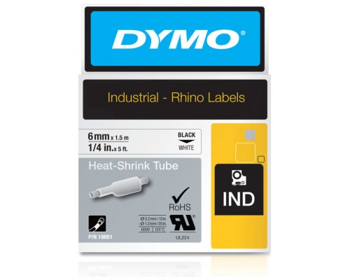 DYMO RHINO Cinta ID1-6 Negro/blanco tubo termorretractil