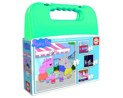 MALETA PUZZLES PROGRESIVOS PEPPA PIG 6-9-12-16 DE 3-5 AÑOS EDUCA BORRAS 18112 (Espera 4 dias)