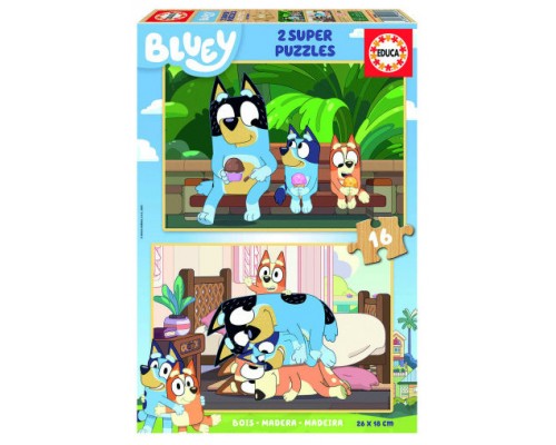 PUZZLE MADERA BLUEY 2X16 PIEZAS  EDUCA BORRAS 19406 EDUCA 19406 (Espera 4 dias)