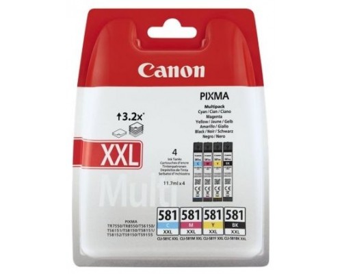 MULTIPACK 4 CARTUCHOS CANON TINTA CLI-581 XXL BK/C/M/Y (Espera 4 dias)