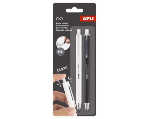 PACK 2 LAPICES RETRACTIL INFINITO NEGRO/BLANCO APLI 20064 (Espera 4 dias)