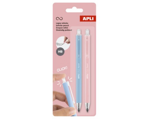 PACK 2 LAPICES RETRACTIL INFINITO AZUL/ROSA APLI 20066 (Espera 4 dias)