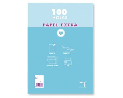 PAQUETE PAPEL EXTRA BLANCO SATINADO 100 HOJAS 80 GRS. A-4 (210X297MM.) LISO PACSA 21811 (Espera 4 dias)