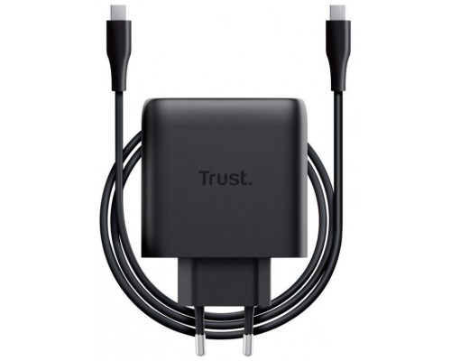 CARGADOR PARED/VIAJE USB-C 65W + CABLE USB-C 2 M MAXO NEGRO TRUST (Espera 4 dias)