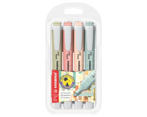 ESTUCHE PLASTICO SWING COOL NATURE 4 UNIDADES SURTIDAS TRAZO 1/4MM. STABILO 275/4-09 (Espera 4 dias)