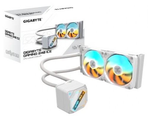 GIGABYTE GAMING 240 ICE Refrigeración Líquida para CPU - 2x120mm Ventiladores ARGB, mecanismo de enclavamiento deslizante, DAISY-CHAIN, Compatible con Intel LGA 1851 y AMD AM5 (Espera 4 dias)
