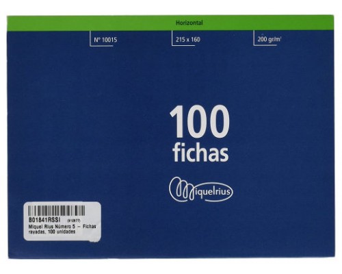 100 FICHAS DE CARTULINA RAYADA (200X120 MM) Nº. 4 MARIOLA 3114R (Espera 4 dias)