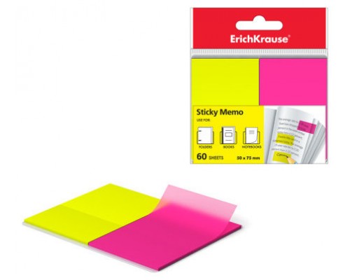 BLISTER 60 MARCAPAGINAS NEON 50X75MM 2 COLORES AMARILLO/ROSA ERICH KRAUSE 31180 (Espera 4 dias)