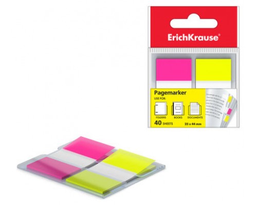 BLISTER 40 MARCAPAGINAS NEON 25X44MM 2 COLORES AMARILLO/ROSA ERICH KRAUSE 31181 (Espera 4 dias)