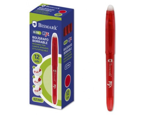 BOLIGRAFO BORRABLE C/CAPUCHON ROJO.0.7MM BISMARK 327530 (MIN12) (Espera 4 dias)