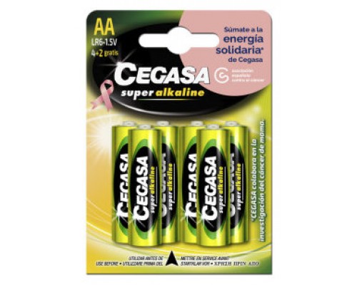 BLISTER 4+2 PILAS SUPER ALKALINAS LR6 - E91 /AA) CANCER MAMA CEGASA 329058 (Espera 4 dias)