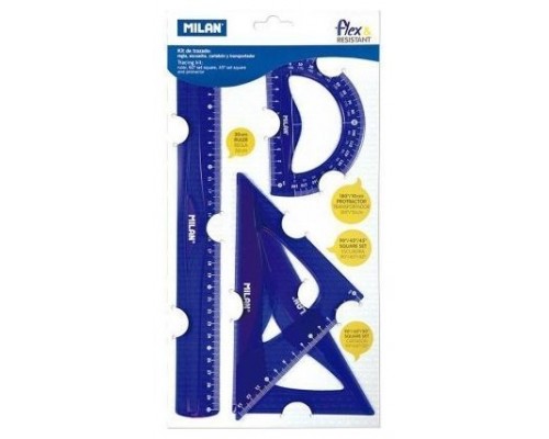 MILAN KIT DE 4 REGLAS FLEX&RESISTANT AZUL TRANSLUCIDO