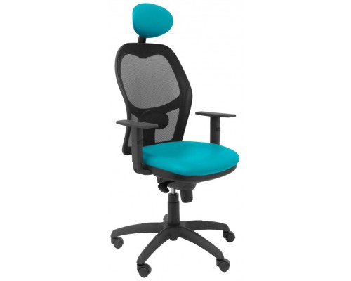 PIQUERAS Y CRESPO Silla Jorquera malla negra asiento similpiel verde con cabecero fijo