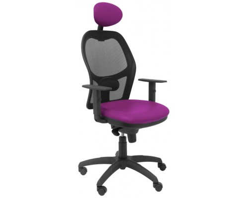 PIQUERAS Y CRESPO Silla Jorquera malla negra asiento similpiel morado con cabecero fijo
