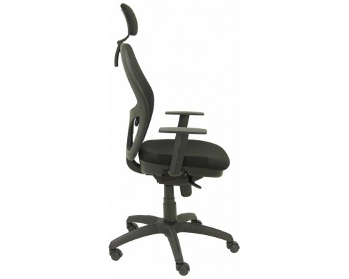 PIQUERAS Y CRESPO Silla Jorquera malla negra asiento bali negro cabecero regulable