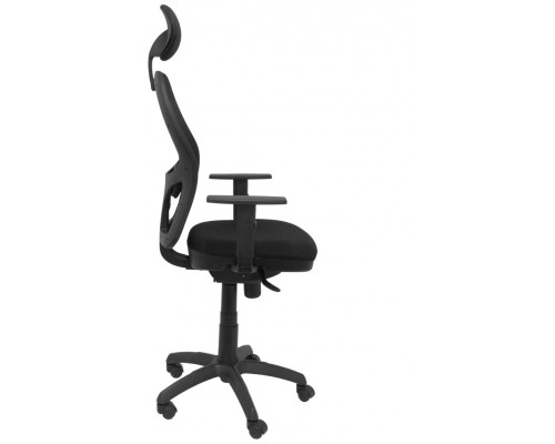 PIQUERAS Y CRESPO Silla Jorquera malla negra asiento bali negro con cabecero fijo