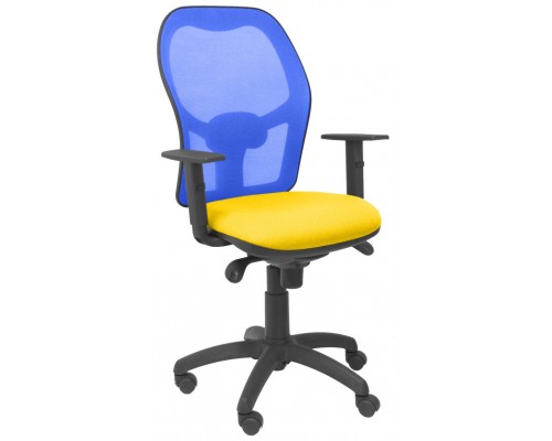 PIQUERAS Y CRESPO Silla Jorquera malla azul asiento bali amarilla