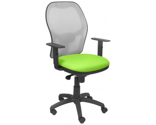 PIQUERAS Y CRESPO Silla Jorquera malla gris asiento bali verde pistacho