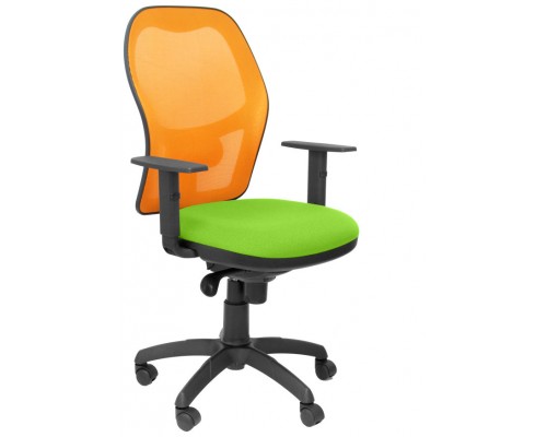 PIQUERAS Y CRESPO Silla Jorquera malla naranja asiento bali verde pistacho