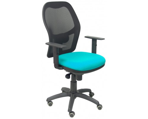 PIQUERAS Y CRESPO Silla Jorquera malla negra asiento bali turquesa