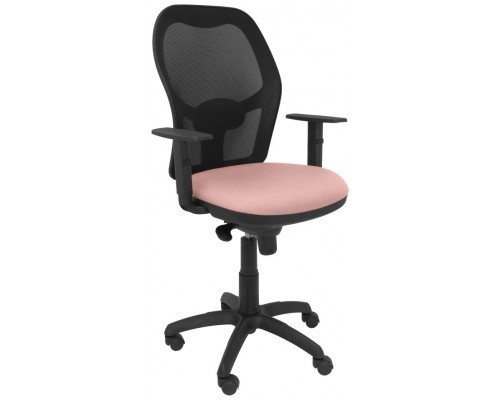 PIQUERAS Y CRESPO Silla Jorquera malla negra asiento bali rosa palido